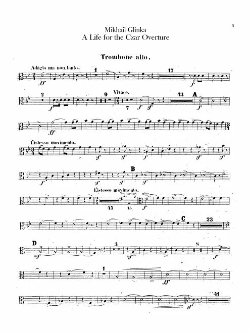 Trombone 1, 2, 3 (alto, tenor bass clefs)