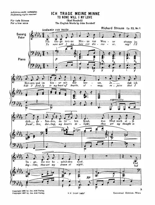 Complete Score (Low Voice, transposed to D♭ major)