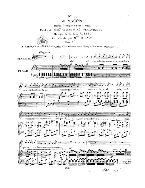 10. Air: "Ah! Ah! sur notre hymen" (Act III, No.18)