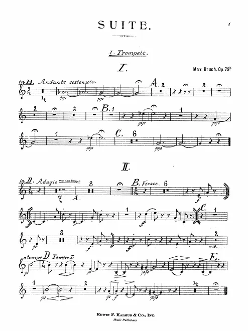 Trumpet 1, 2 (B♭/D/E♭), 3, 4 (E♭)