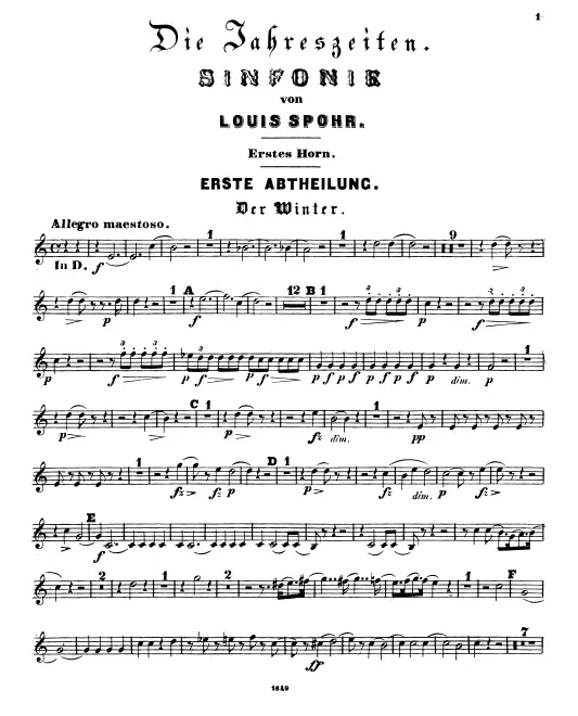 Horn 1, 2, 3, 4 (2 in D/G/E/F♯, 2 in B/C/D)