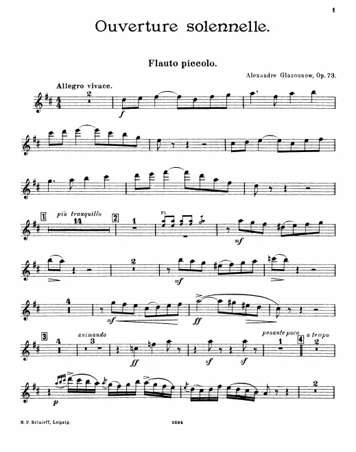 Piccolo, Flute 1, 2