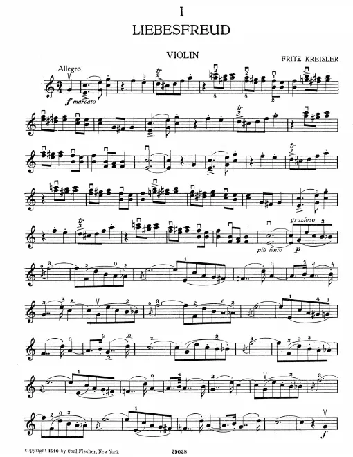1. Liebesfreud: Violin Part