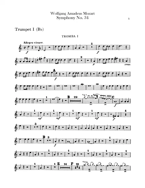 Trumpet 1, 2 (B♭, transposed, C)