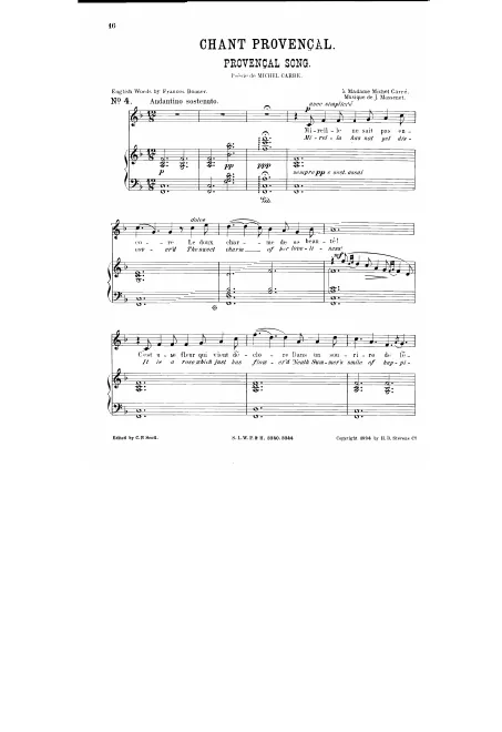 Complete Score (F Major: high voice and piano)