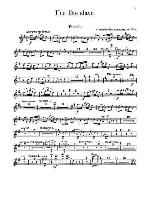 Piccolo, Flute 1, 2