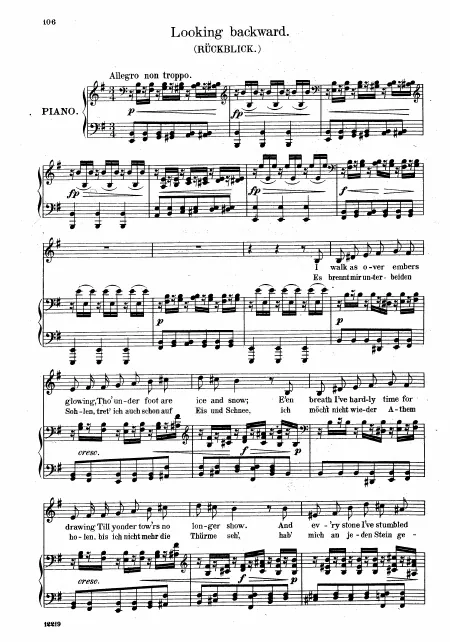 8. Rückblick (Low Voice, Transposed to E minor)