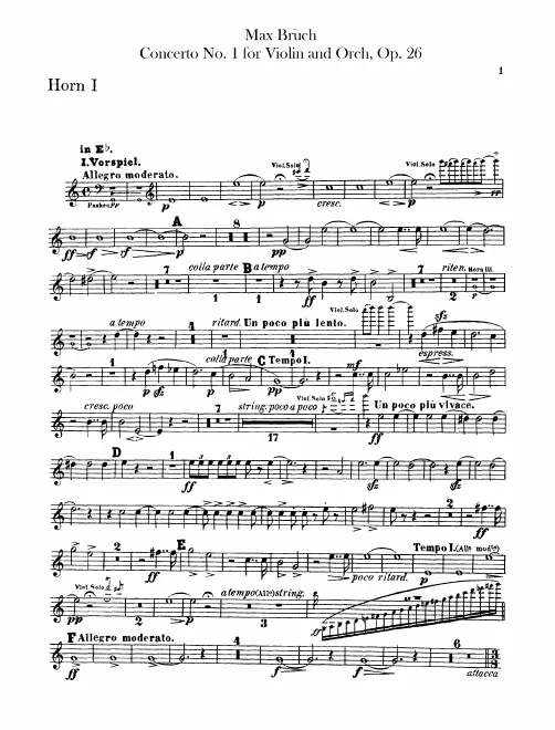 Horn 1, 2 (E♭, D), 3, 4 (B♭, C)