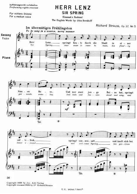 Complete Score (Medium Voice, transposed to D major)