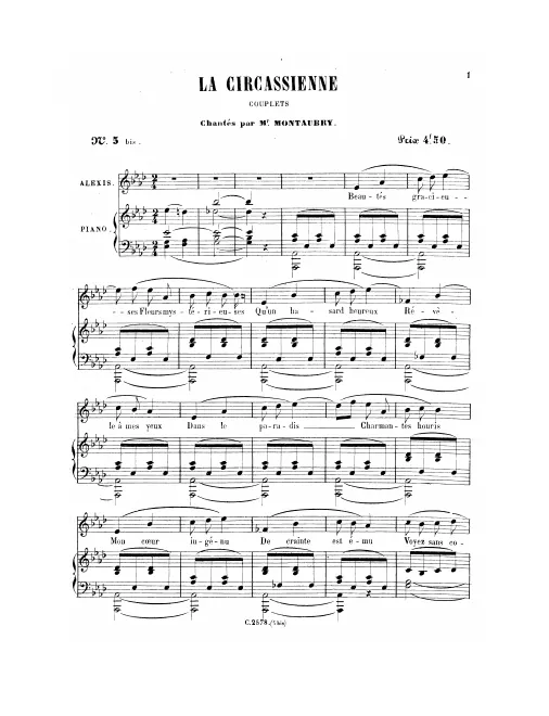 No.5bis, Couplets: "Beautés gracieuses" (Act II, No.9b)