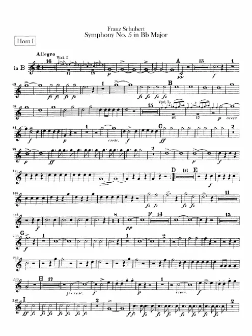 Horn 1, 2 (B♭, E♭, G; F transposed)