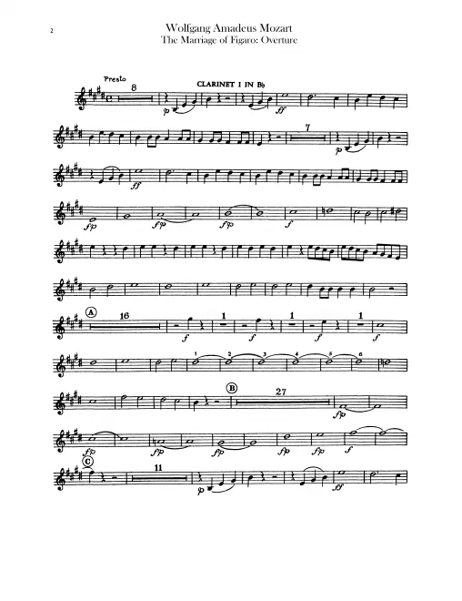 Clarinet 1, 2 (A, B♭ transposed)