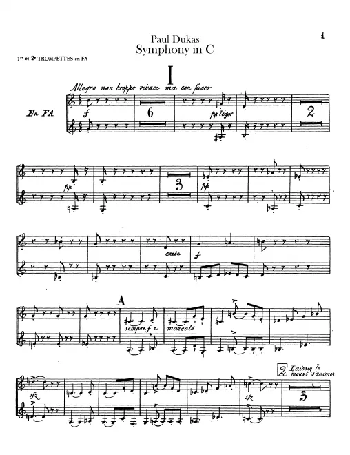 Trumpet 1/2 (in F), Piccolo Trumpet (in D)