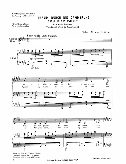 Complete Score (Medium Voice, transposed to E major)