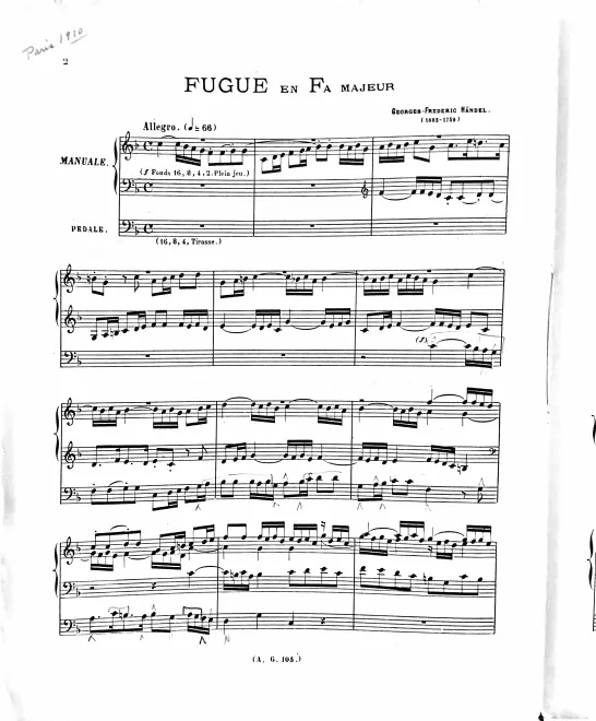 1. Fugue in F major, HWV 427