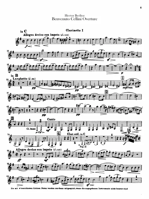 Clarinet 1 (C, B♭), 2 (C, B♭, also doubling B♭ bass clarinet)