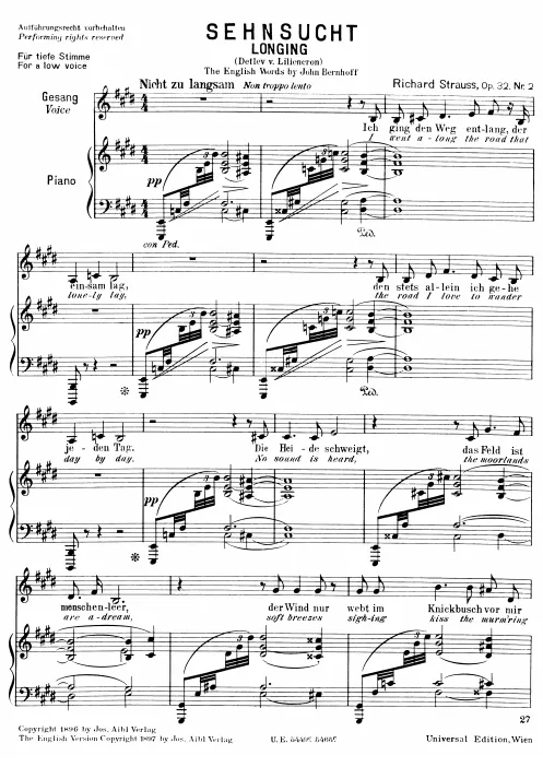 Complete Score (Low Voice, transposed to )