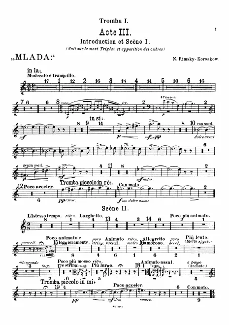 Trumpet 1 (A/B♭/D/E♭), 2 (A/B♭), 3 (contralto E/F)
