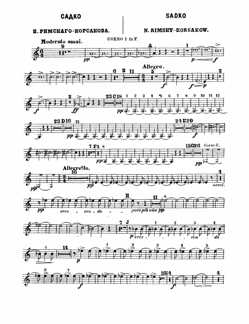 Horn 1, 2 (F), 3, 4 (D♭)