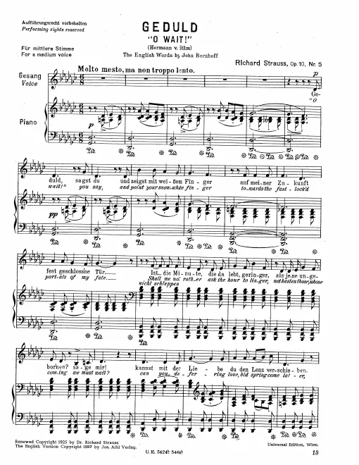 Complete Score (medium voice, transposed to G♭ major)