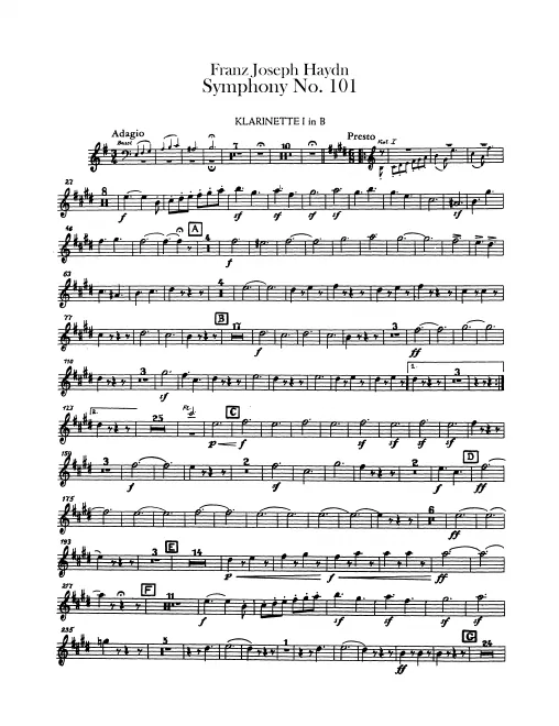 Clarinet 1, 2 (A, transposed B♭)