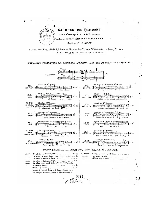 No.2 bis , Couplets extrait du duo: "La noblesse était mon partage" (Rosine)