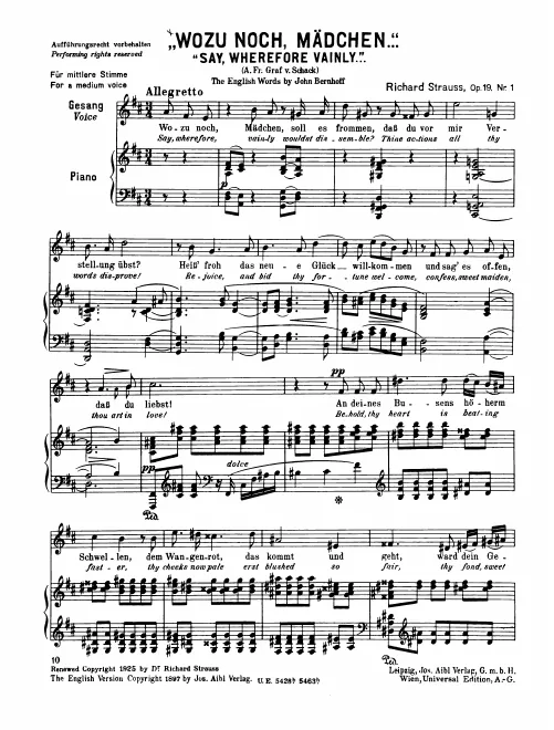 Complete Score (Medium Voice, transposed to D major)