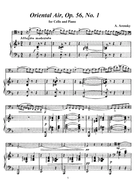 1. Orientale - Score and Cello Part