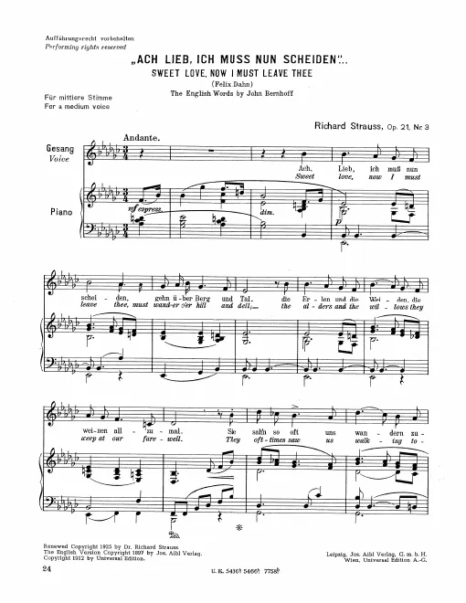 Complete Score (Medium voice, transposed to E♭ minor)