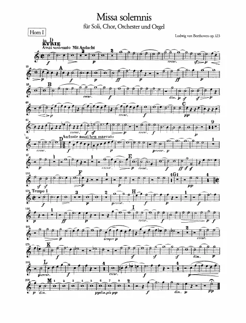 Horn 1, 2 (B♭/D/E♭/E/F/G), 3, 4 (D/E♭)