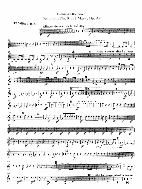 Trumpet 1, 2 (F) plus transposed B♭ for 2nd