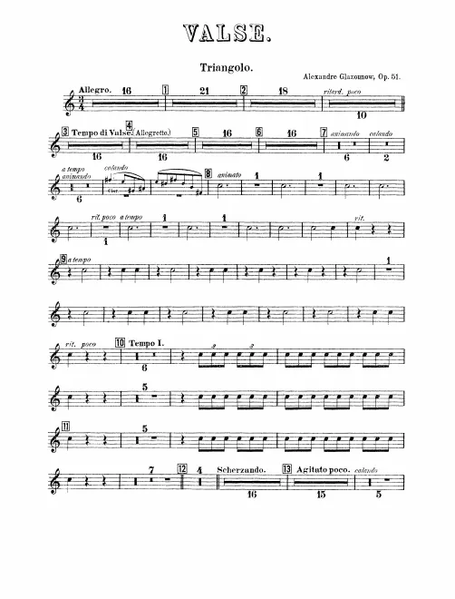 Triangle, Snare Drum (ad lib.), Cymbals