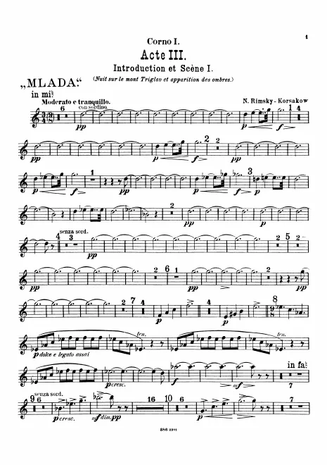 Horn 1 (E/F/A♭/A), 2, 3, 4, 5, 6 (E/F)