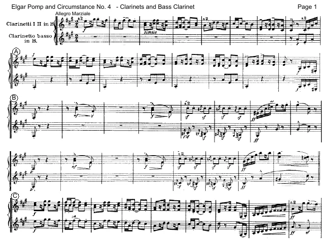 Clarinet 1, 2/Bass Clarinet (B♭)