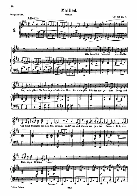 Complete Score (medium voice, transposed to D major)