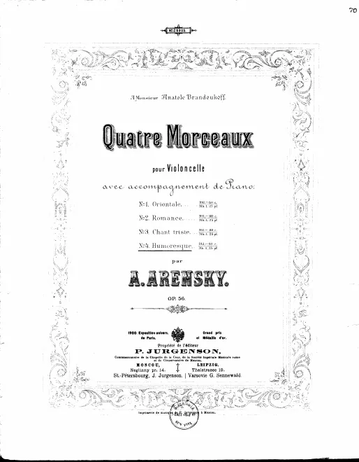 4. Humoresque - Score and Cello Part