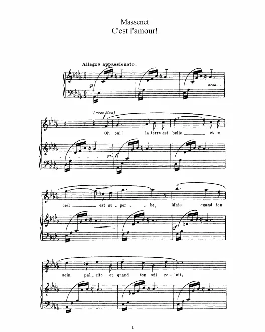Complete Score (D♭ Major: high voice and piano)