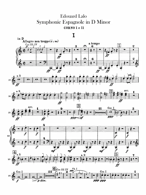Horn 1/2 (D, G, A, F), 3/4 (B♭, E, F)