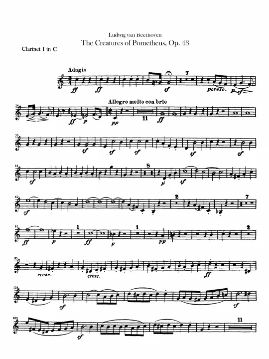 Clarinet 1, 2 (C), Alternate parts in B♭