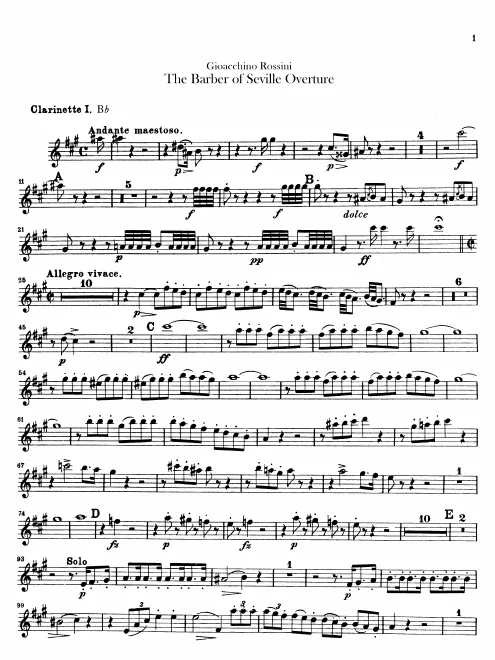 Clarinet 1, 2 (C, A) Transposed parts (B♭)