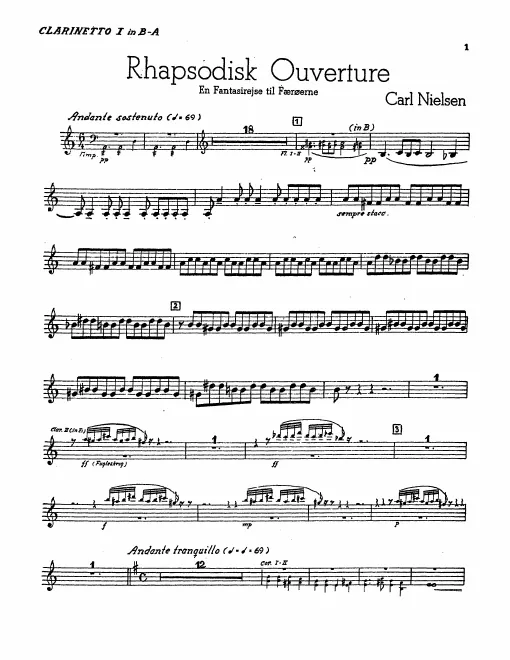 Clarinet 1 (A/B♭), 2 (A/B♭/E♭)