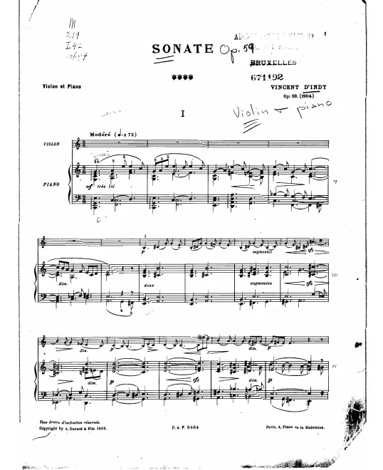 Violin and Piano score