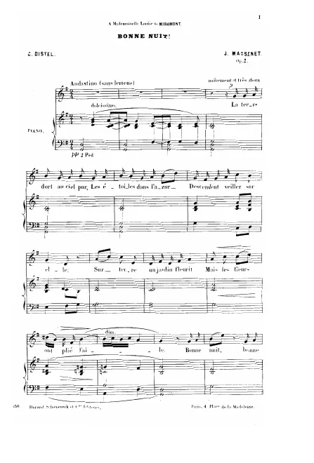 Bonne nuit (G major: Medium voice and piano)