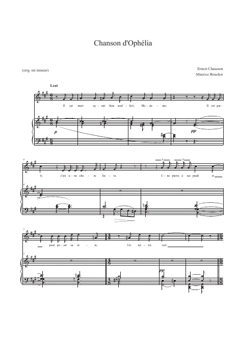 3. Chanson d'Ophélia (high voice, in F♯ minor)