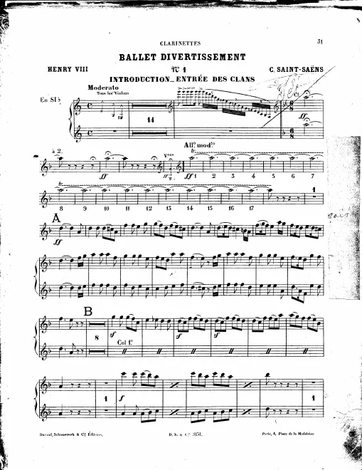 Clarinet 1/2 (B♭) (also Alto Clarinet (F)), Bass Clarinet (B♭)