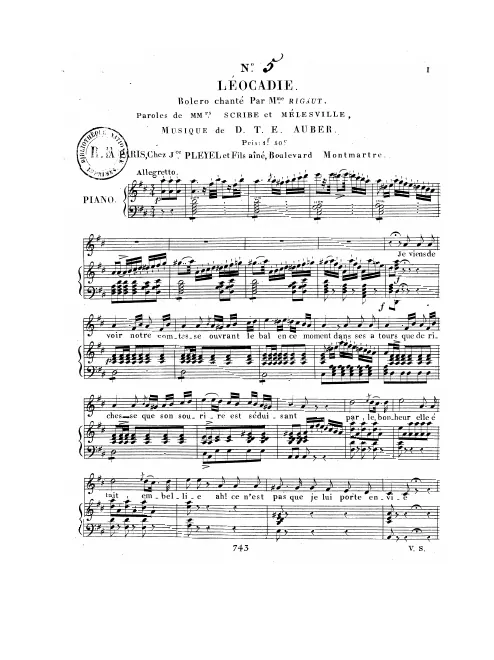 No.5, Boléro: "Je viens de voir notre comtesse" (Act III, No.11)