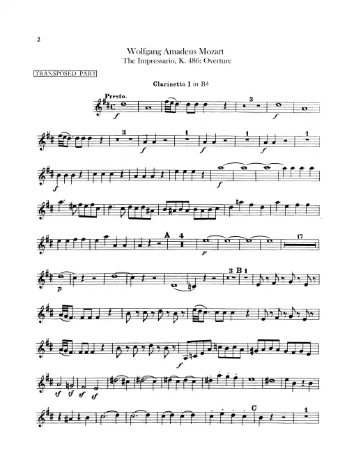 Clarinet 1, 2 (C, Transposed in B)