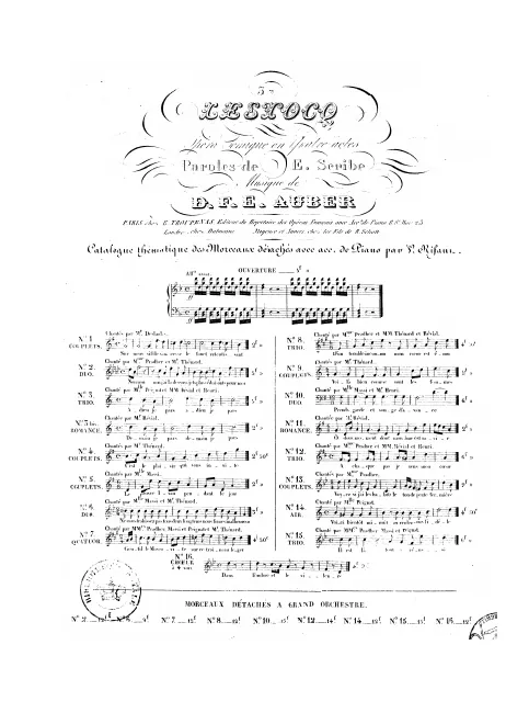 No.3 bis , Couplets: "Demain je pars" (Act I, No.5b)