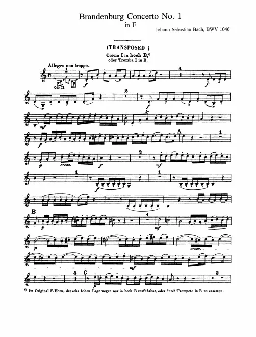Horn or Trumpet 1, 2 (B♭, transposed)