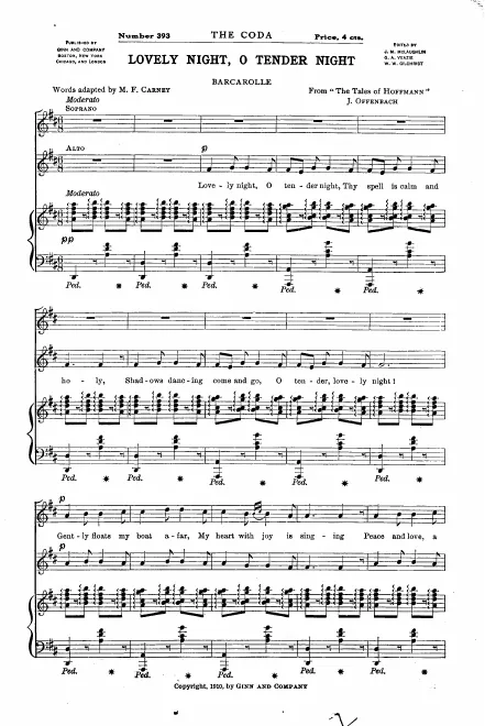 Complete Score "Lovely Night O Tender Night"